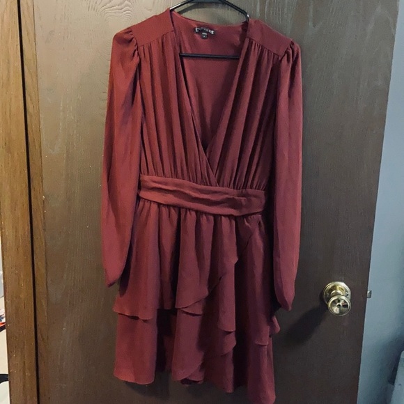 Maroon Chiffon Layered Dress - Picture 1 of 3